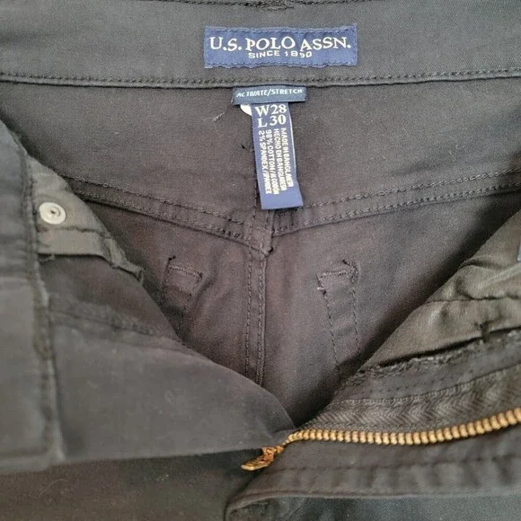 U.S. Polo Assn Jeans Men’s W28/L30 Black Slim Straight Stretch Twill Pants